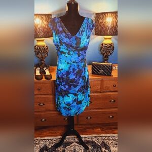 Ralph Lauren Blue Floral Sheath Dress Size 14